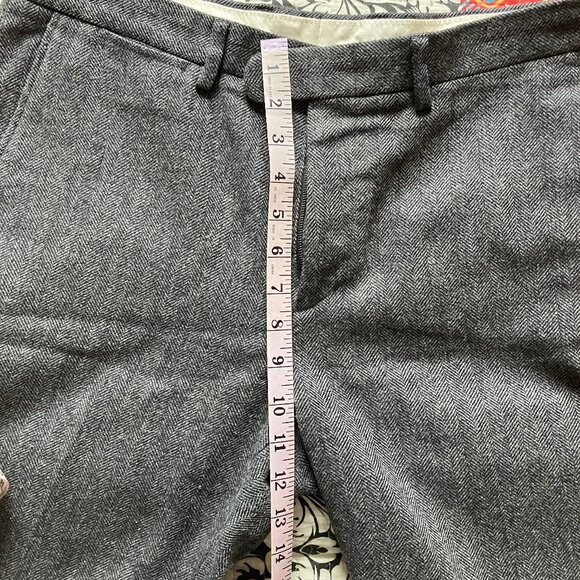 J. Crew Bowery Slim Dark Gray Heringbone Wool Blend Pants, 34x32 - Picture 6 of 9